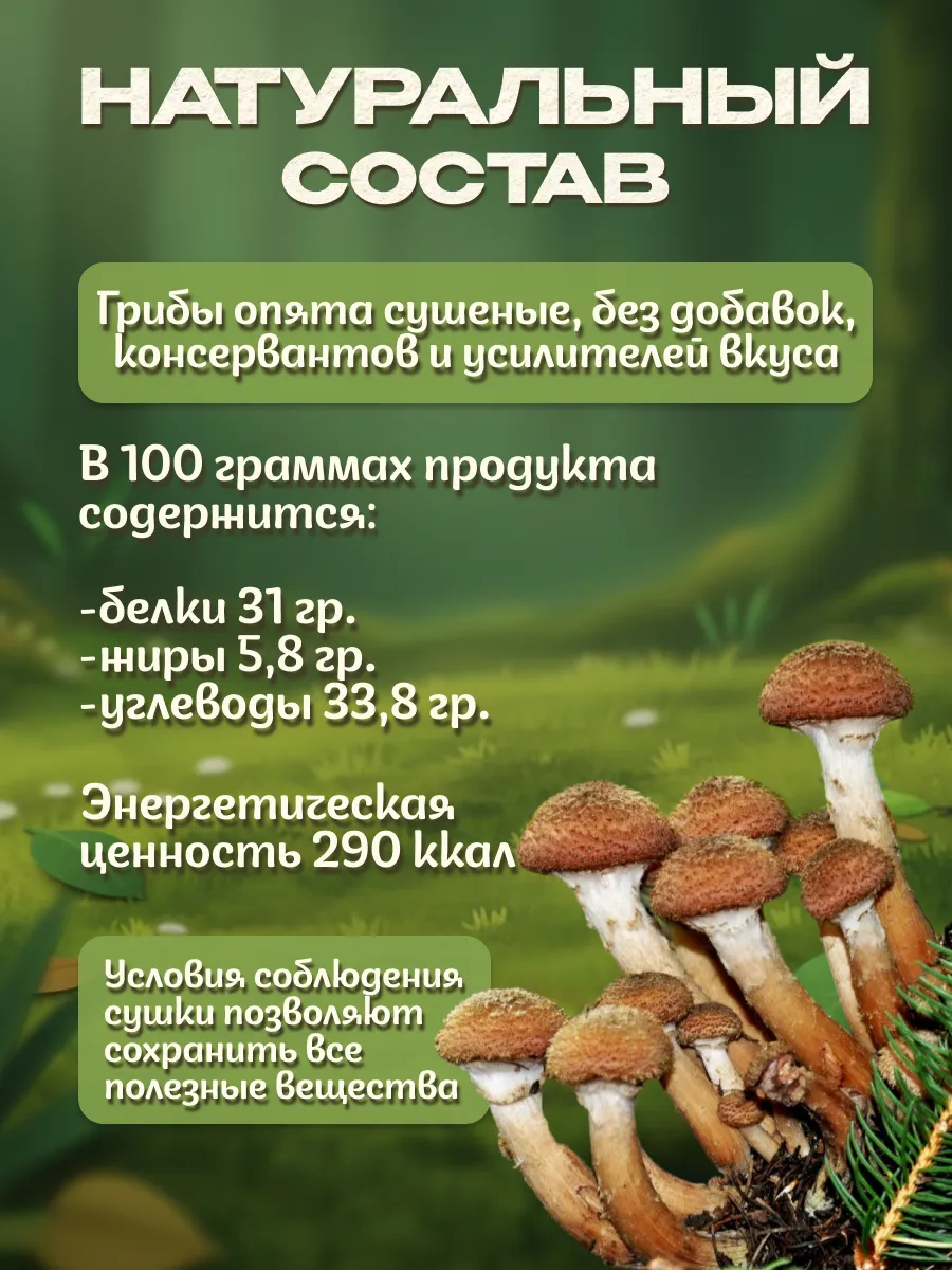 Грибы опята сушеные 200гр